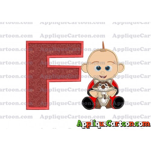 Jack Jack and Raccoon Incredibles Applique Embroidery Design With Alphabet F