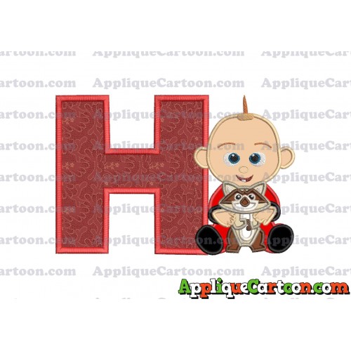 Jack Jack and Raccoon Incredibles Applique Embroidery Design With Alphabet H