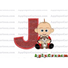 Jack Jack and Raccoon Incredibles Applique Embroidery Design With Alphabet J