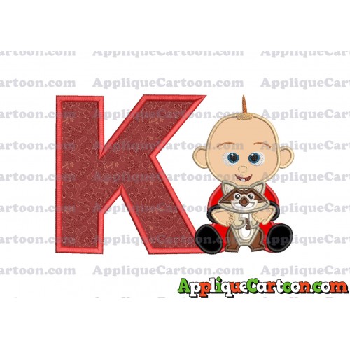 Jack Jack and Raccoon Incredibles Applique Embroidery Design With Alphabet K
