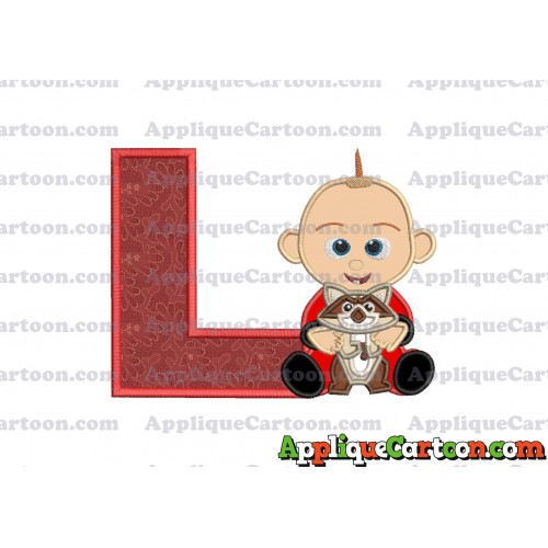 Jack Jack and Raccoon Incredibles Applique Embroidery Design With Alphabet L