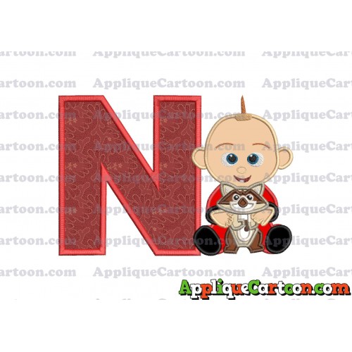 Jack Jack and Raccoon Incredibles Applique Embroidery Design With Alphabet N
