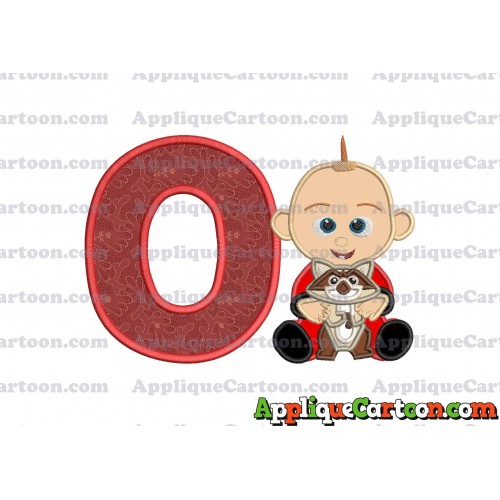 Jack Jack and Raccoon Incredibles Applique Embroidery Design With Alphabet O