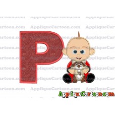 Jack Jack and Raccoon Incredibles Applique Embroidery Design With Alphabet P