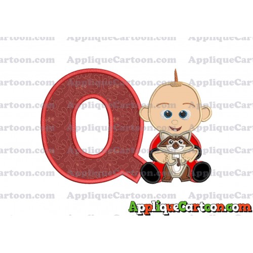 Jack Jack and Raccoon Incredibles Applique Embroidery Design With Alphabet Q