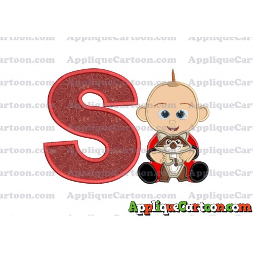 Jack Jack and Raccoon Incredibles Applique Embroidery Design With Alphabet S