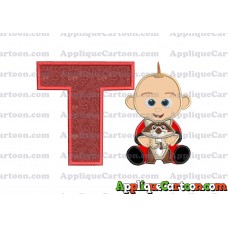 Jack Jack and Raccoon Incredibles Applique Embroidery Design With Alphabet T