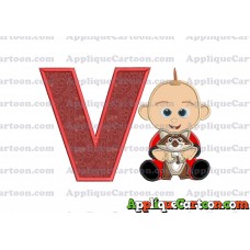 Jack Jack and Raccoon Incredibles Applique Embroidery Design With Alphabet V