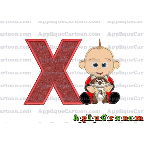 Jack Jack and Raccoon Incredibles Applique Embroidery Design With Alphabet X