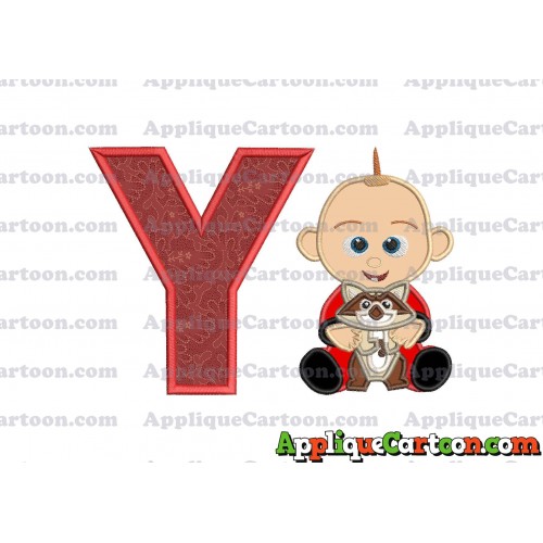 Jack Jack and Raccoon Incredibles Applique Embroidery Design With Alphabet Y