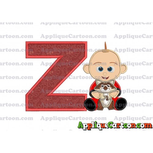 Jack Jack and Raccoon Incredibles Applique Embroidery Design With Alphabet Z