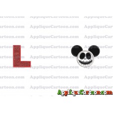 Jack Skellington Mickey Ears Applique Design With Alphabet L