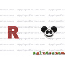 Jack Skellington Mickey Ears Applique Design With Alphabet R
