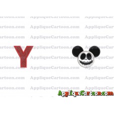 Jack Skellington Mickey Ears Applique Design With Alphabet Y