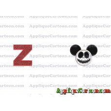 Jack Skellington Mickey Ears Applique Design With Alphabet Z