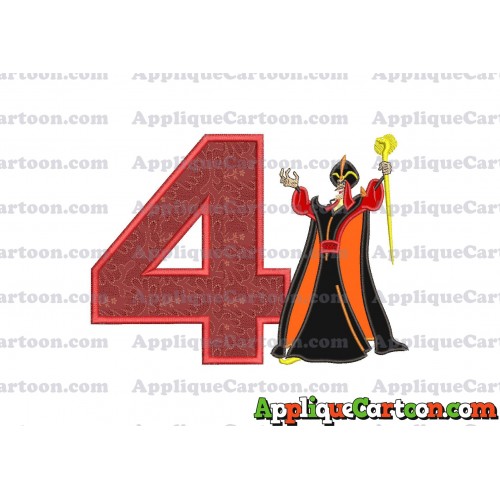 Jafar Aladdin Applique Design Birthday Number 4