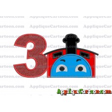 James the Train Applique Embroidery Design Birthday Number 3