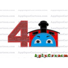 James the Train Applique Embroidery Design Birthday Number 4