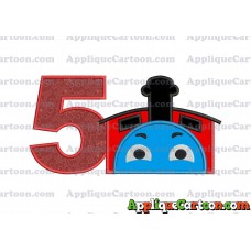 James the Train Applique Embroidery Design Birthday Number 5