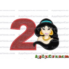Jasmine Princess Applique Embroidery Design Birthday Number 2