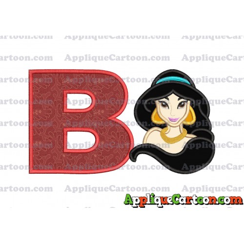 Jasmine Princess Applique Embroidery Design With Alphabet B