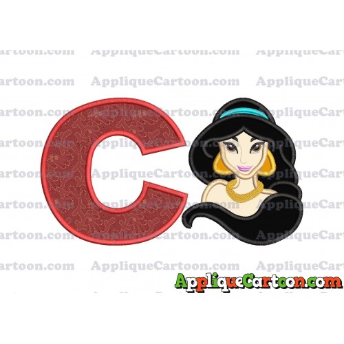 Jasmine Princess Applique Embroidery Design With Alphabet C