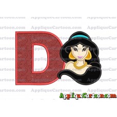 Jasmine Princess Applique Embroidery Design With Alphabet D