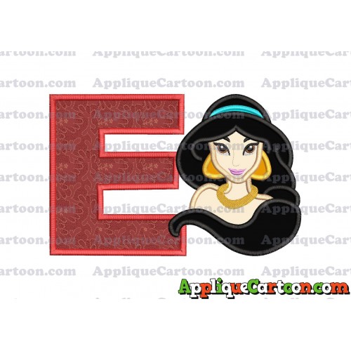 Jasmine Princess Applique Embroidery Design With Alphabet E