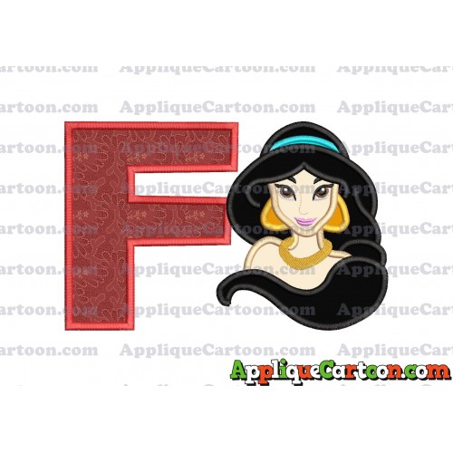 Jasmine Princess Applique Embroidery Design With Alphabet F