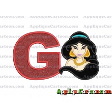Jasmine Princess Applique Embroidery Design With Alphabet G