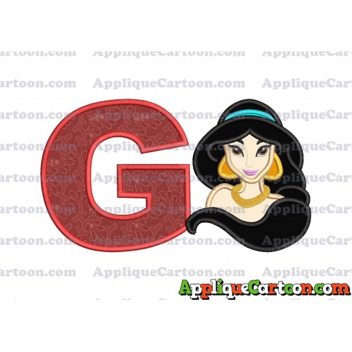 Jasmine Princess Applique Embroidery Design With Alphabet G