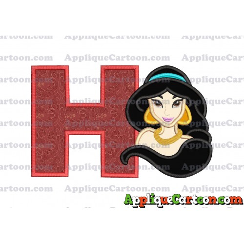 Jasmine Princess Applique Embroidery Design With Alphabet H