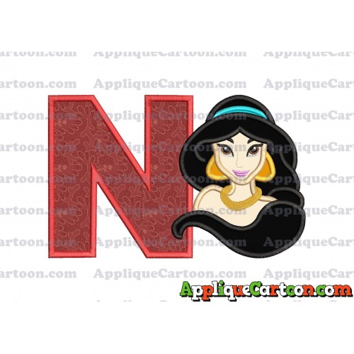Jasmine Princess Applique Embroidery Design With Alphabet N