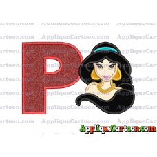 Jasmine Princess Applique Embroidery Design With Alphabet P