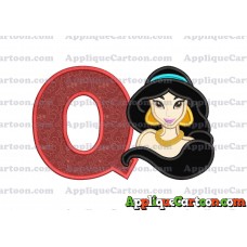 Jasmine Princess Applique Embroidery Design With Alphabet Q