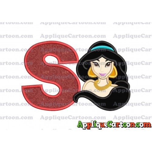 Jasmine Princess Applique Embroidery Design With Alphabet S