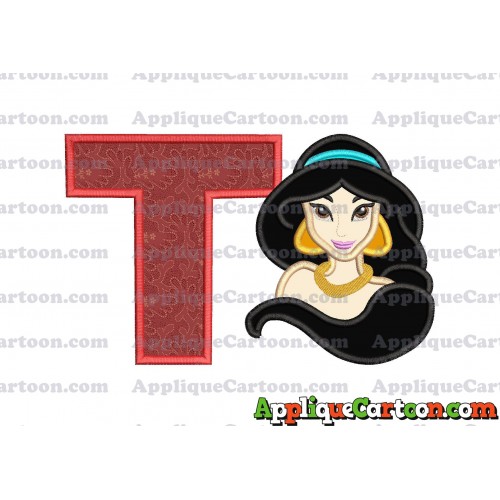 Jasmine Princess Applique Embroidery Design With Alphabet T