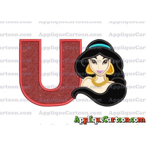 Jasmine Princess Applique Embroidery Design With Alphabet U