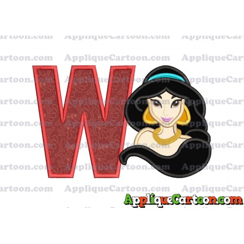 Jasmine Princess Applique Embroidery Design With Alphabet W
