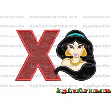 Jasmine Princess Applique Embroidery Design With Alphabet X