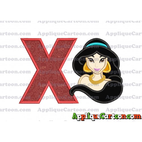 Jasmine Princess Applique Embroidery Design With Alphabet X