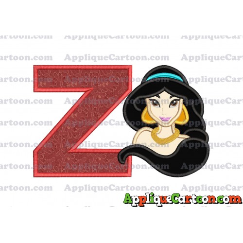 Jasmine Princess Applique Embroidery Design With Alphabet Z