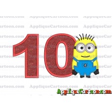 Jerry Despicable Me Applique Embroidery Design Birthday Number 10