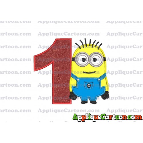 Jerry Despicable Me Applique Embroidery Design Birthday Number 1