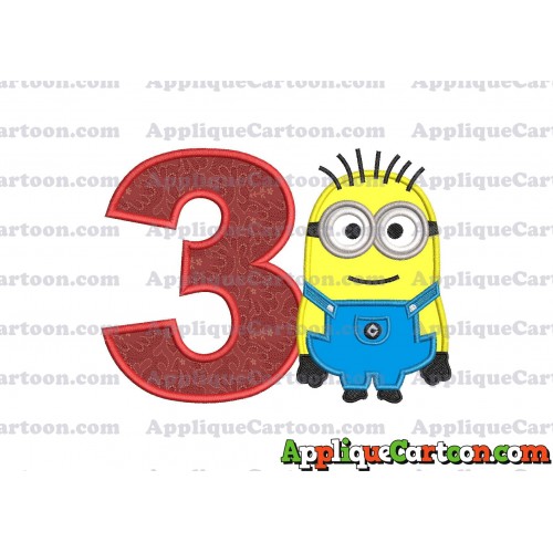 Jerry Despicable Me Applique Embroidery Design Birthday Number 3