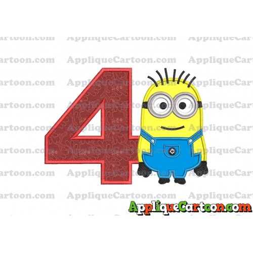 Jerry Despicable Me Applique Embroidery Design Birthday Number 4