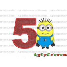Jerry Despicable Me Applique Embroidery Design Birthday Number 5