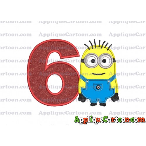 Jerry Despicable Me Applique Embroidery Design Birthday Number 6