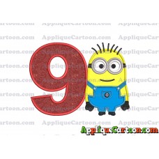 Jerry Despicable Me Applique Embroidery Design Birthday Number 9
