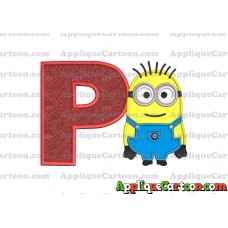 Jerry Despicable Me Applique Embroidery Design With Alphabet P